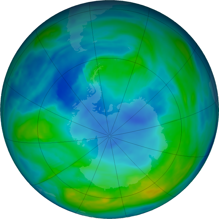Antarctic ozone map for 05 May 2018